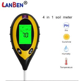 Tester de pH du sol numérique 4 dans 1 Humidité du sol moniteur d'humidité Température du sol du sol du sol mètre de pH pour les plantes