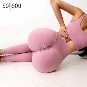 SOISOU New Yoga Pants Women Leggings For Fitness Nylon High Waist Long Pants Women Hip Push UP Tights Women Gym Clothing H220429