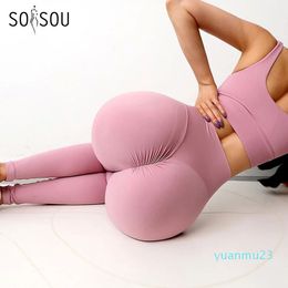 Soisou nylon gym yoga pant leggings voor fitness hoge taille lange heup push omhoog strakke kleding 2 soorten