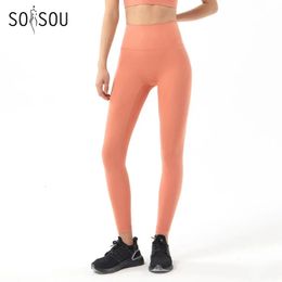 SOISOU – pantalon de Yoga en Nylon, Leggings de gymnastique pour femmes et filles, collants doux, taille haute, élastique, respirant, sans ligne en T, sport, 240102