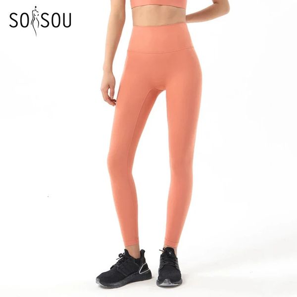 SOISOU – pantalon de Yoga en Nylon, Leggings de gymnastique pour femmes et filles, collants doux, taille haute, élastique, respirant, sans ligne en T, sport, 240102