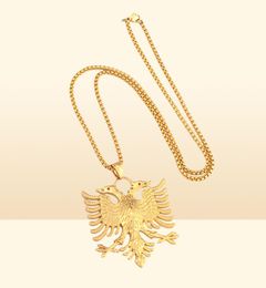 SOITIS Albanie drapeau aigle pendentifs emblème russe collier blason aigle à double tête pendentifs en acier inoxydable chaîne 9839567