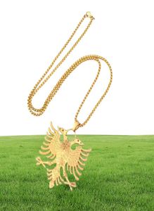 Soitis Albanië Flag Eagle Hangers Russische embleem ketting ketting van wapens Dubbel kopige adelaar roestvrijstalen hangers ketting 3252716