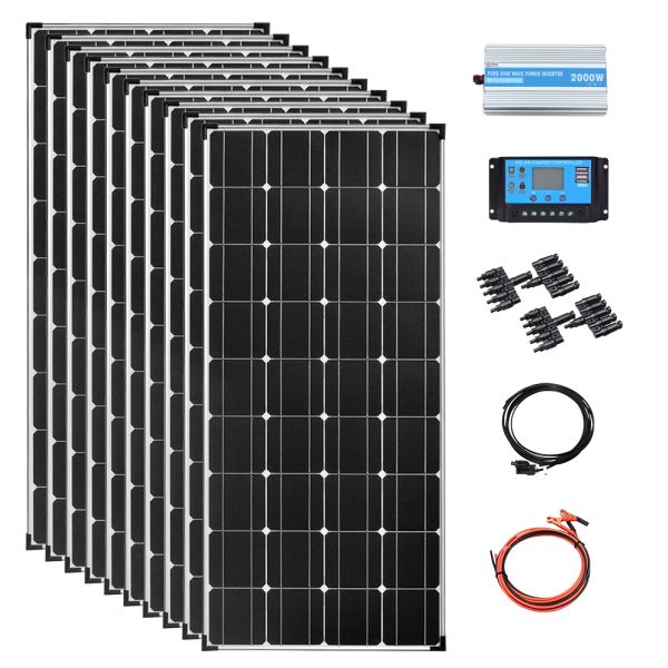 Sistema de panel solar de 1200w, kit completo de 12v, celda de energía para acampar, inversor de 2000w para cargador de batería, carga de electrodomésticos