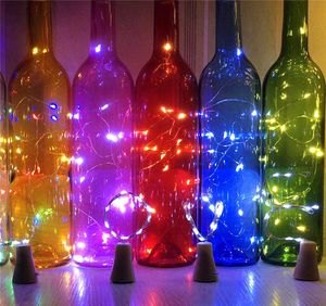 Lampe solaire en forme de liège, 1M, 10LED, 2M, 20LED, bouchon de bouteille, verre à vin, fil de cuivre, décoration pour fête de noël, mariage