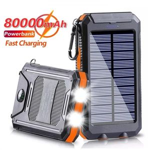 Solar 20000mAh Power Bank powerbank Waterdichte batterij Extern draagbaar opladen met LED Lightfor voor Xiaomi iPhone 12 13 mini