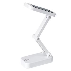 Lampe de bureau à deux charges solaire et USB, 3 couleurs lumineuses dimmables, capteur tactile pliable à 24ed lampe de table dimmable d'éclairage de lecture intérieure, lampes de lecture au chevet