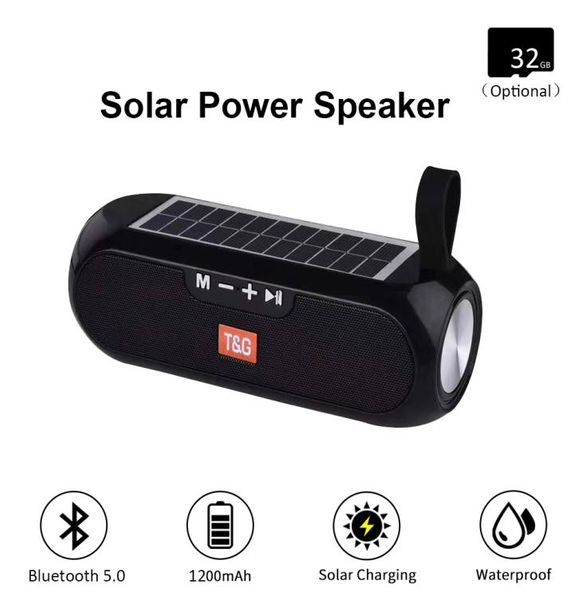 Altavoz Solar Bluetooth columna portátil caja de música estéreo inalámbrica banco de energía Boombox TWS 50 soporte para exteriores TFUSBAUX2273514