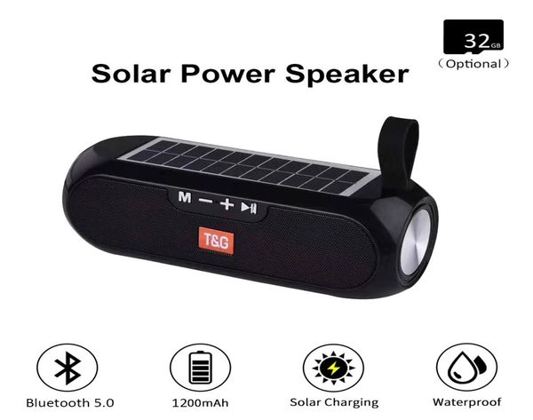 Altavoz Solar Bluetooth columna portátil caja de música estéreo inalámbrica banco de energía Boombox TWS 50 soporte para exteriores TFUSBAUX2899206