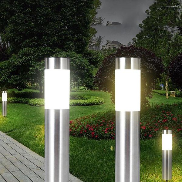 Borne solaire lumière extérieure en acier inoxydable paysage voie étanche lanterne pelouse lampe pour jardin arrière-cour décor