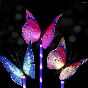 Luz Solar de mariposa para decoración de jardín, lámpara de césped alimentada a prueba de agua para exteriores, estacas de paisaje para patio