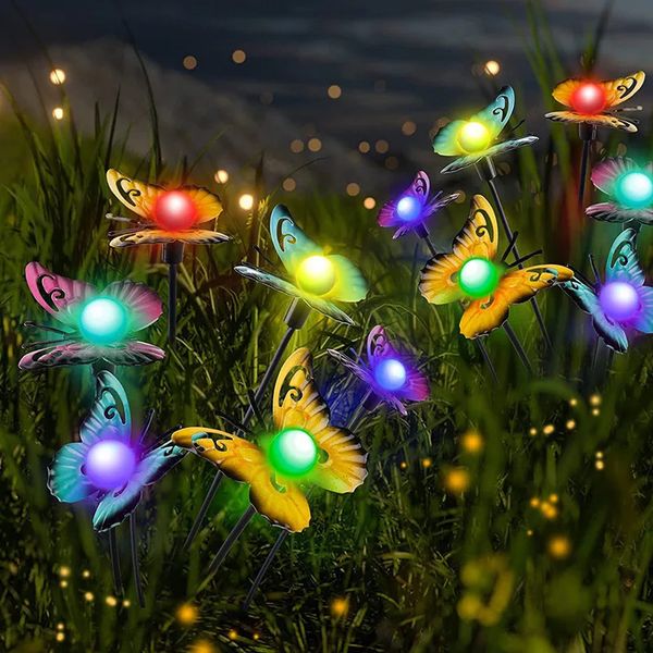 Lumières de papillon solaire extérieur 12 LED Solar Firefly Light étanche Patio Jardin décorations de Noël