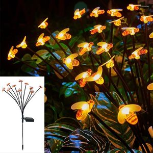 Luces solares de mariposa para exteriores, 6LED, decoración de jardín, bola de abeja, luz de césped, estaca impermeable para Patio, camino, Patio