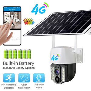 Caméra solaire 4G SIM OUTDOOOR Dual Lens Pir Human Detect Wireless Camara Powered Enerpofroping CCTV Home Security Protection 240430