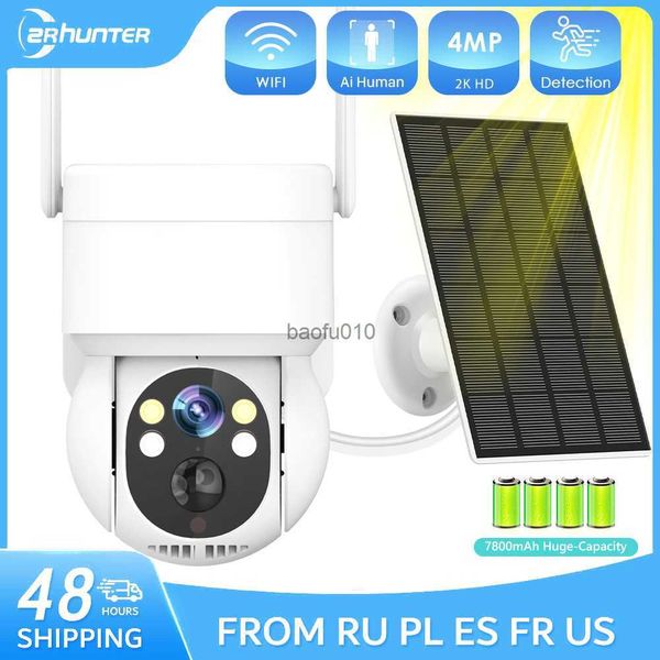 Caméra solaire Wifi extérieur 4MP 2K HD PIR détection humaine CCTV Surveillance de sécurité avec panneau solaire type-c 7800mAh PTZ caméra IP L230619
