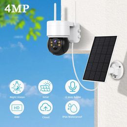 Cámara Solar WIFI para exteriores, 4MP, HD, inalámbrica, seguridad CCTV, impermeable, visión nocturna, PIR, detección humana, PTZ con Panel