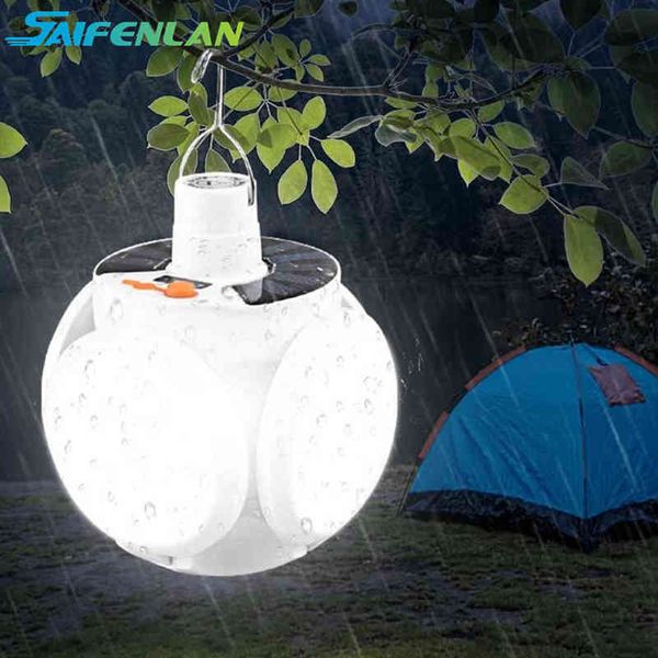 Camping solaire suspendu lanternes légères batterie rechargeable LED lanterne de camp lampe de tente pliable pour urgence extérieure J220531