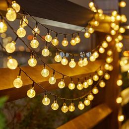 Solar Camping Lantern String Lights Outdoor 200 LED Crystal Globe Lights Waterproof Solar Festoon Fairy Light For Garden Christmas Ramadan Decor