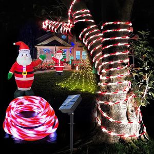 Chaîne d'éclairage de tube de couleur bonbon solaire jardin extérieur jour de noël décoratif PVC maison lumières chaîne 7M 12M