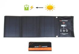 Cargador solar Panel solar de 21 W con puerto USB dual Células solares plegables impermeables para teléfonos inteligentes Tabletas y viajes de camping8698396