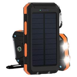 Cargador solar Banco de energía de 8000 mAh Generador portátil Puerto USB dual de 5 V Linterna LED incorporada y brújula para cortes de teléfono celular Kits de emergencia para el hogar Acampar al aire libre