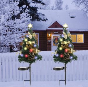 Lámparas de luz solar para árbol de Navidad, lámpara de césped con sensor de luz inteligente, luces de jardín impermeables para exteriores, conos de pino LED, decoración de paisaje de patio