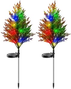 Solar Christmas Tree Lights Tuin Outdoor, Solar Cypress Tree Lights Xmas Decoratie Lamp Waterdichte Zonne-Bloemboom Licht Multicolor