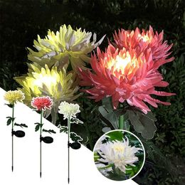 Lampe solaire chrysanthème extérieur jardin Simulation fleur herbe lumières IP65 étanche jardin lampadaire jardin lampes décoratives