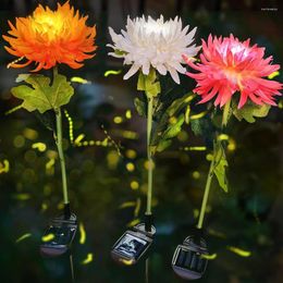 Solaire Chrysanthème Extérieur Jardin Pelouse Lumière Étanche Fleurs Voie Lampe Patio Cour Légumes Vacances Décor