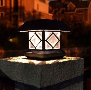 Zonne-kolom Koplampen Outdoor Lichten Tuinverlichting Hekstokken Waterdicht Warm Wit LED Solar Street Light LLFA