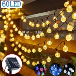 Solar Crystal Globe LED String Lights 60 LED 8 Modes d'éclairage IP65 Garlande de Noël de fée fée pour le jardin 1pc / 2pcs 240419