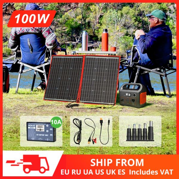 SOLAR DOKIO 18V 100W 200W 300W Panneau solaire pliable flexible 12V Panneau solaire portable pour le camping / voyager