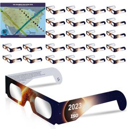 Gafas de eclipse solar fabricadas por una fábrica reconocida por AAS: gafas seguras con certificación CE e ISO para visualización directa del sol (paquete de 25)
