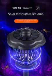 Lámpara asesina de mosquitos de descarga eléctrica solar, paisaje de iluminación al aire libre, repelente de mosquitos domésticos y lámpara asesina de moscas, luz del césped del patio LED