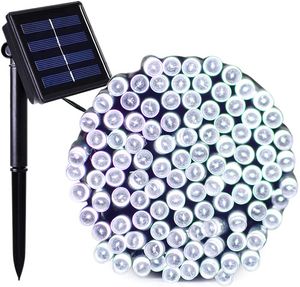 Guirlande lumineuse solaire 32M 300LEDs 8 Modes Lumières de Noël solaires Lampe de Noël féerique étanche pour les décorations de vacances de fête