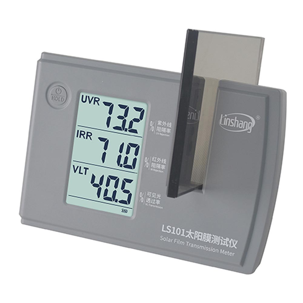 LS101 Window Tint Light Meter é um medidor de transmissão para testar a taxa de rejeição infravermelha ultravioleta e VLT