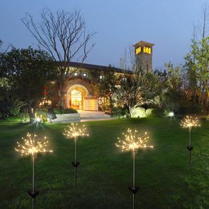 Luces de fuegos artificiales solares 120 LED Lámpara de cadena Impermeable Iluminación de jardín al aire libre Lámparas de césped Decoraciones de Navidad luces w-00686