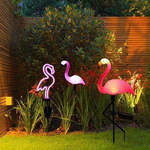 Solar Flamingo Light LED OUTDOOR Courtyard Lamp Garden imperméable Pathway Pathway décor Patio Ground Lantern 240411