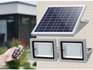 Solar Floodlight Double Head Lamps LED Spotlight 36leds 63Leds 80Leds 100leds Waterdichte Body Sensor Courtyard Aluminium Landschap Licht voor Outdoor Street Garden