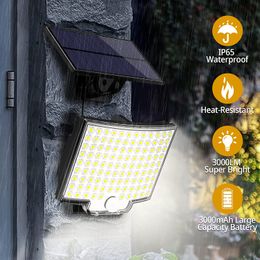 Zonne -schijnwerpers Outdoor 106 LED Strong Power Garden Wandlamp IP65 Waterdichte PIR Motion Sensor Lichtmodi Grote heldere zonnelichten