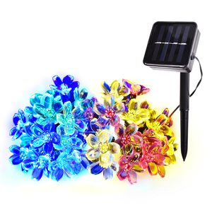 Solar Flower Fairy String Lights Waterdicht 21FT 50 LED Multi-Color Gardens Gazon Kerstbomen Halloween Lights Decoration