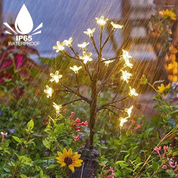 Luz de flores solar luces de cuerda al aire libre impermeable lámpara de hada de hadas de flor de hada iluminación de decoración de jardín de navidad