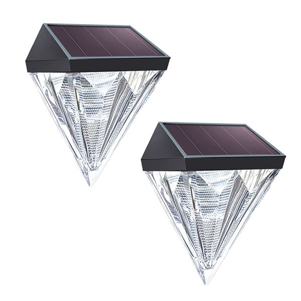 Solaire Jardin Décor Lampes Clôture Lumière Mur Extérieur LED Diamant Lumières Escalier Lumières IP44 Étanche Étape Éclairage 2pack