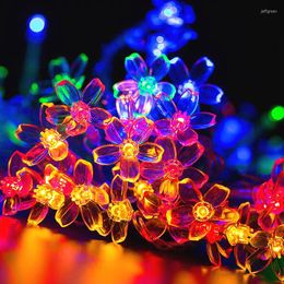 Zonnetuin licht 5m 7m 12m perzik bloemlamp power led string fee -lights slingers kerstboom decor voor outdoor