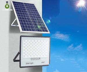 Luz solar para jardín al aire libre 30W 40W 60W 100W 200W 300W Reflectores solares de seguridad Sensor de movimiento IP67 a prueba de agua con control remoto Cable de 16.4 pies para banderas de granero Casa