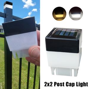 Lampes solaires de jardin 2x2 LED lampes de chapeau de poteau solaire carré extérieur étanche alimenté lumières de pilier pour clôture en fer forgé avant cour arrière-cours