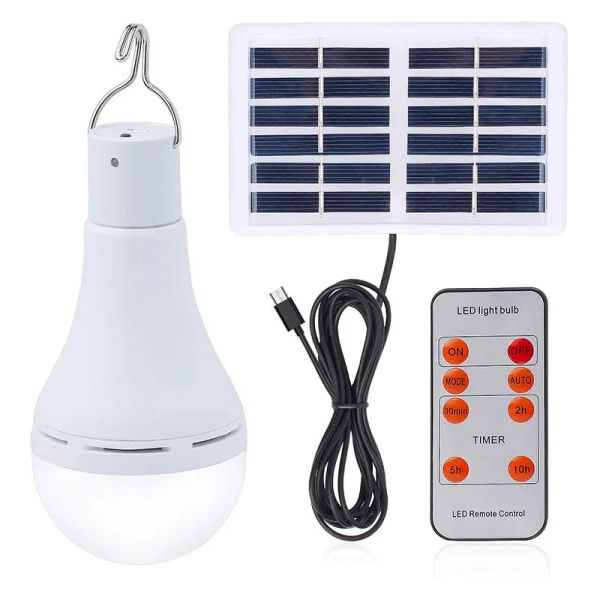 Luces solares de jardín 7W 9W linterna portátil bombilla de Camping luces de tienda 5 modos luz LED Solar lámpara de bombilla de energía recargable por USB