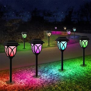 Solaire Jardin Lumières Pelouse Lampes Voie Extérieure Étanche Paysage Éclairage Décoratif pour Patio Cour 220429