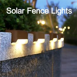 Solar Garden Lights Led Dek Trap Stap Hek Pad Lamp Outdoor IP44 Waterdicht Wandlicht voor Balkon Pathway Fences Garden Walkway Crestech168