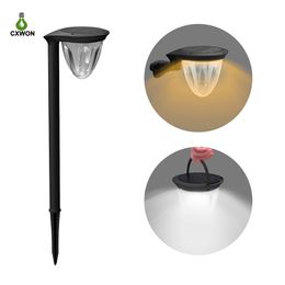 Solar-Gartenleuchten, vielseitig einsetzbar, 4 Modi, Rasenleuchte für den Außenbereich, zweifarbig, kalt, warm, weiß, Hakenlicht, 24 LEDs